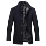 Abrigo Stand Collar Long Thick Wool Jacket