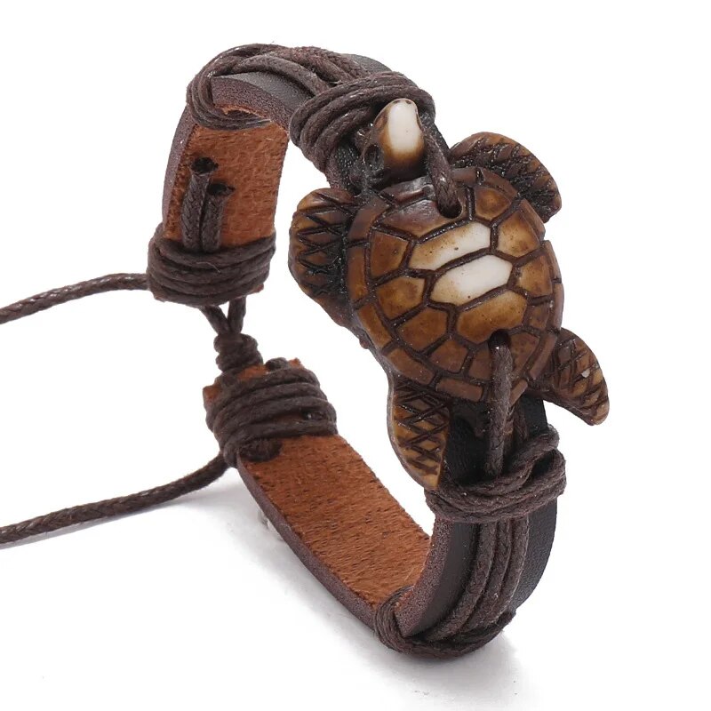 Sea Turtle Adjustable Leather Bracelet