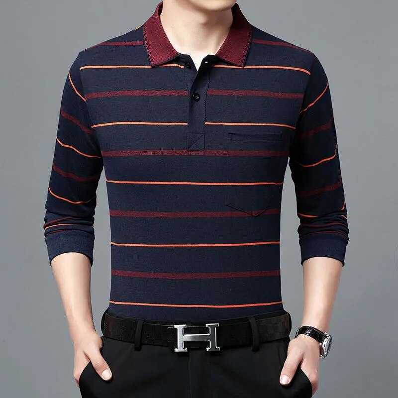 Business Striped Polo Shirt