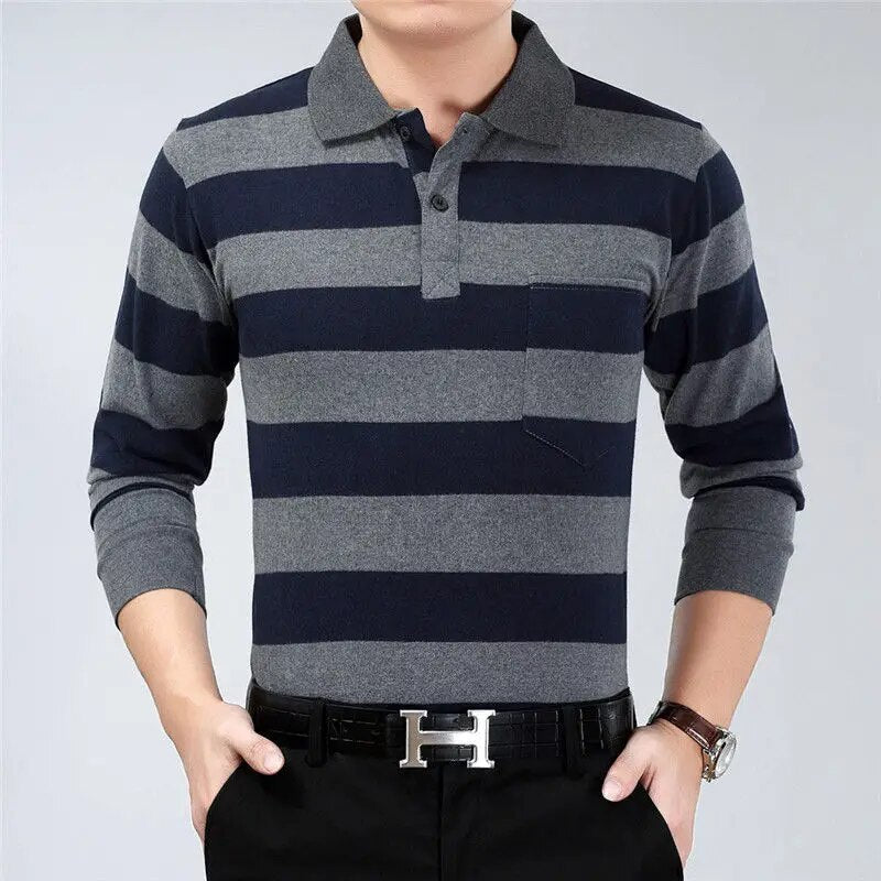 Business Striped Polo Shirt