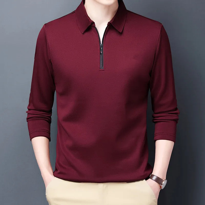 Lapel Long-sleeved Polos Shirt