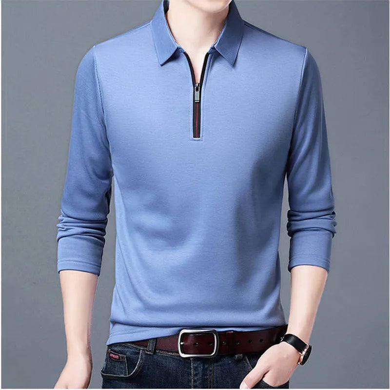 Lapel Long-sleeved Polos Shirt