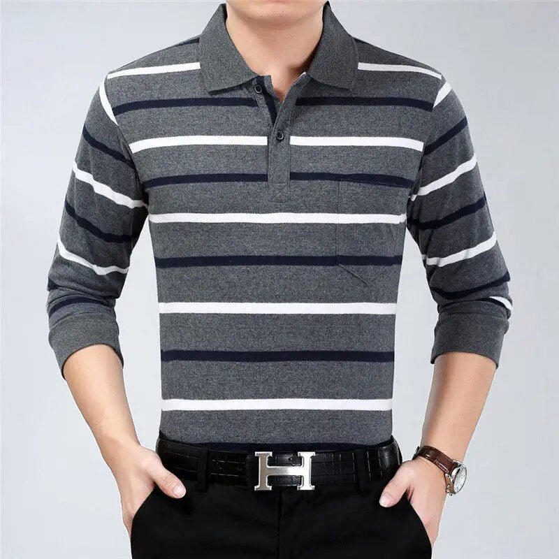 Business Striped Polo Shirt