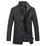 Abrigo Stand Collar Long Thick Wool Jacket